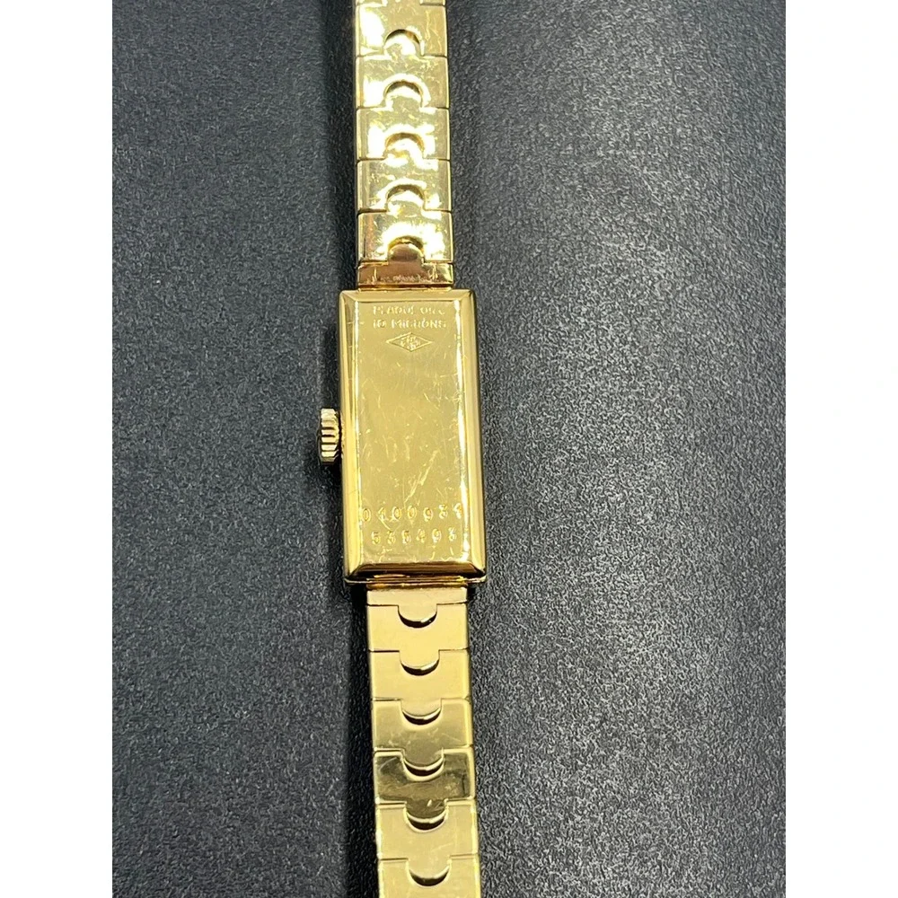 Ernest Borel Vintage Gold Textured Manual Wind Swiss Cocktail‎ Watch 10 Microns